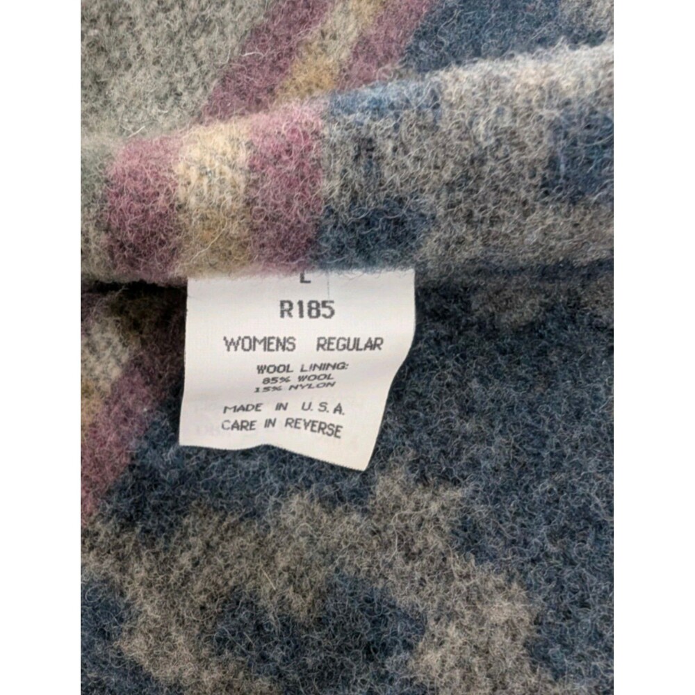 LL Bean Long Denim L Chore Coat Navajo Inspired Wool Blanket Lined Retro 80s - Picture 9 of 12